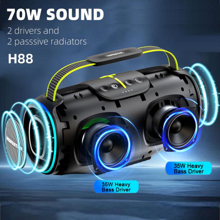 Altavoz Bluetooth portátil HOPESTAR H88 de 70 W para exteriores, resistente al agua, compatible con TF/AUX/USB/TWS (gris)