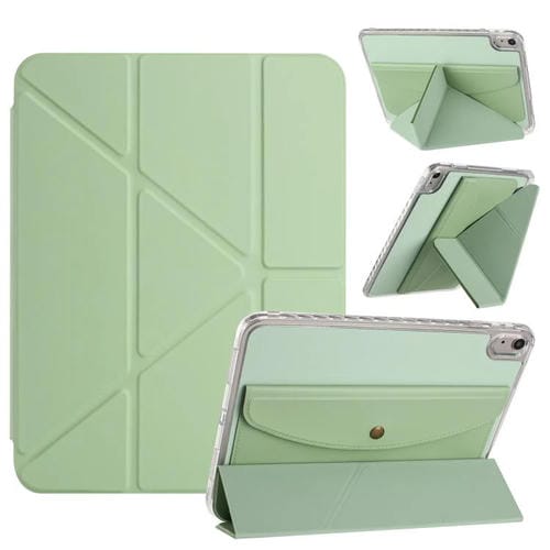 Funda de cuero inteligente con tapa trasera tipo billetera y deformación para iPad 2025/2022 (verde)