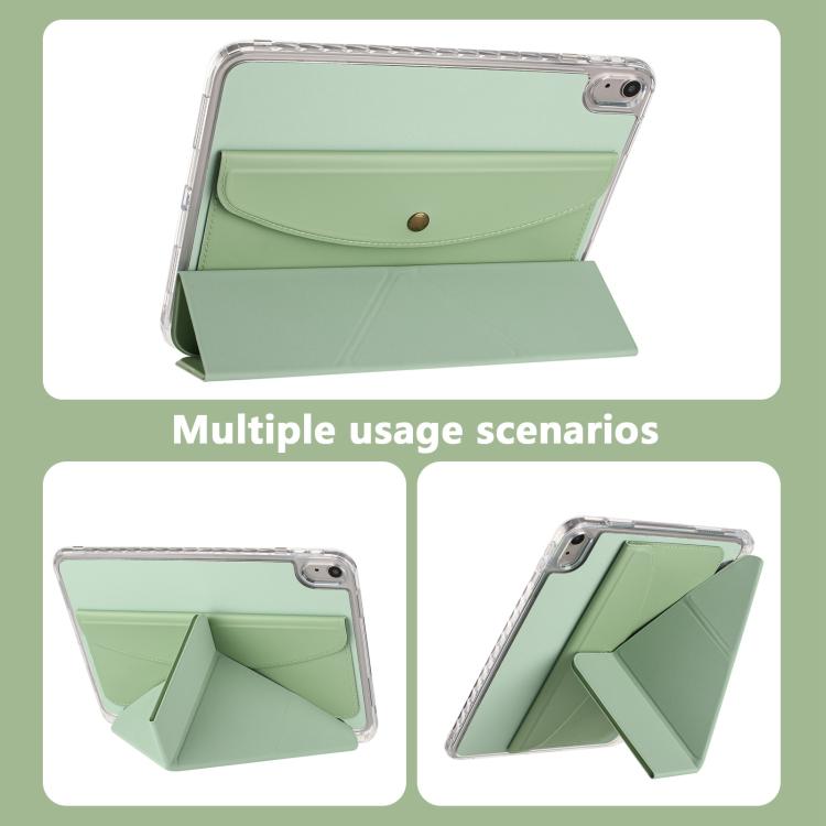 Funda de cuero inteligente con tapa trasera tipo billetera y deformación para iPad 2025/2022 (verde)