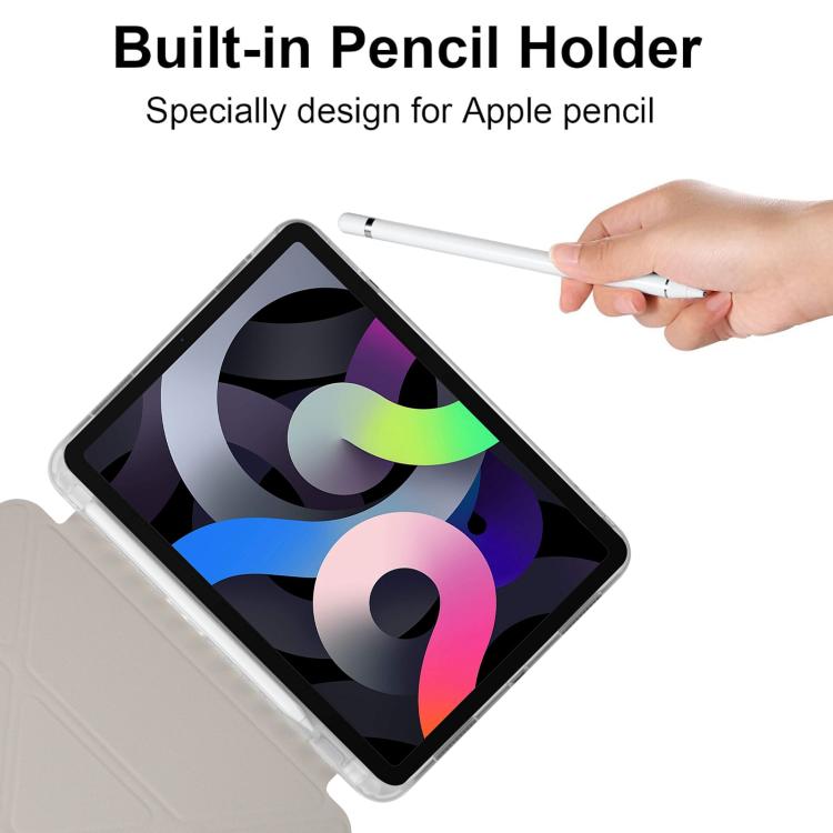 Funda de cuero inteligente con tapa trasera tipo billetera y deformación para iPad 2025/2022 (gris)