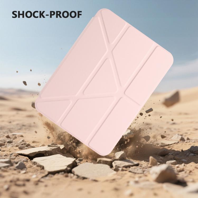 Funda de cuero inteligente con tapa tipo billetera y deformación para iPad mini 2024/mini 6 (rosa)