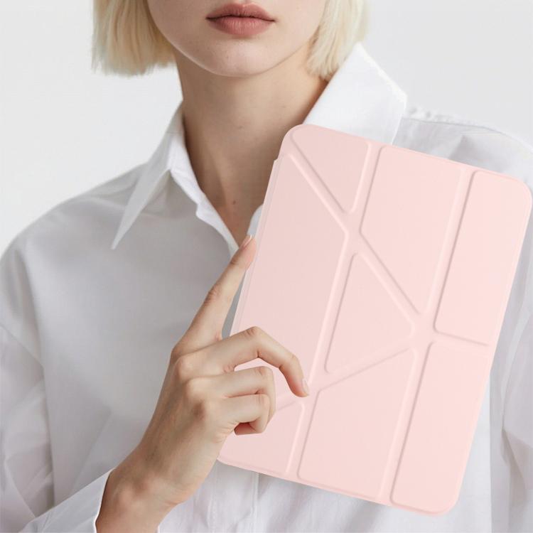 Funda de cuero inteligente con tapa tipo billetera y deformación para iPad mini 2024/mini 6 (rosa)