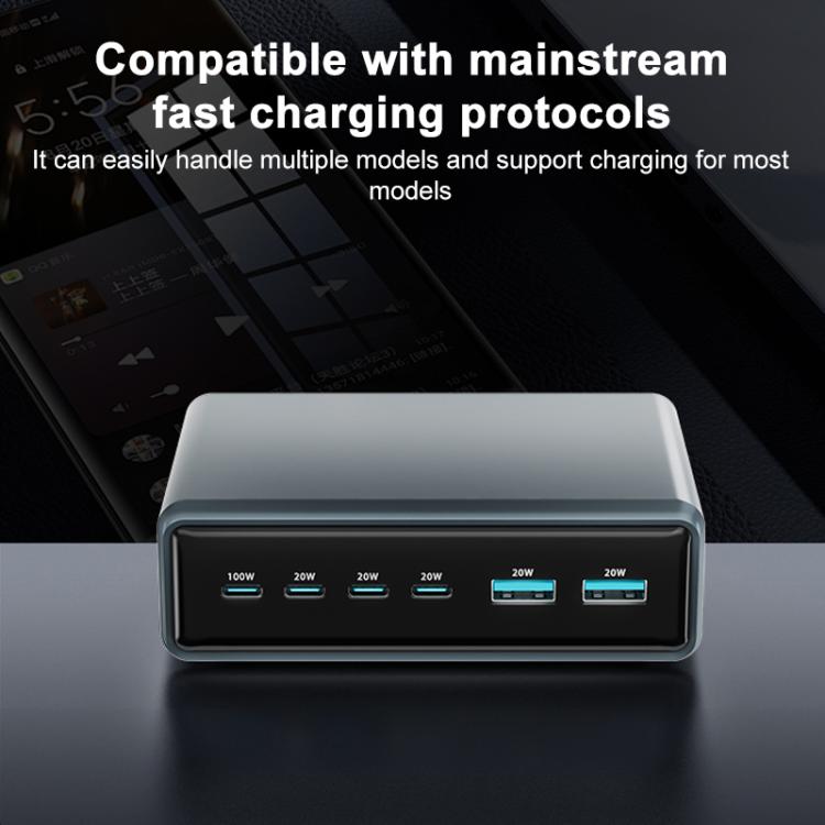 Cargador rápido de escritorio multifunción GaN de 6 puertos, 200 W, 4 USB-C/Tipo C y 2 USB-A, enchufe australiano (amarillo)