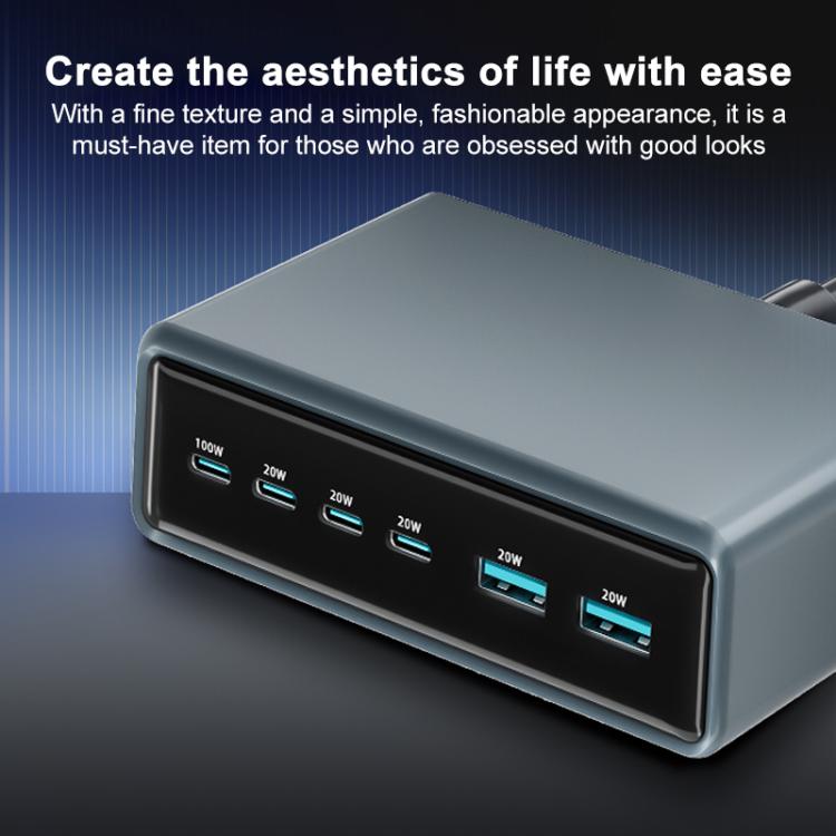 Cargador rápido de escritorio multifunción GaN de 6 puertos, 200 W, 4 USB-C/Tipo C y 2 USB-A, enchufe australiano (amarillo)