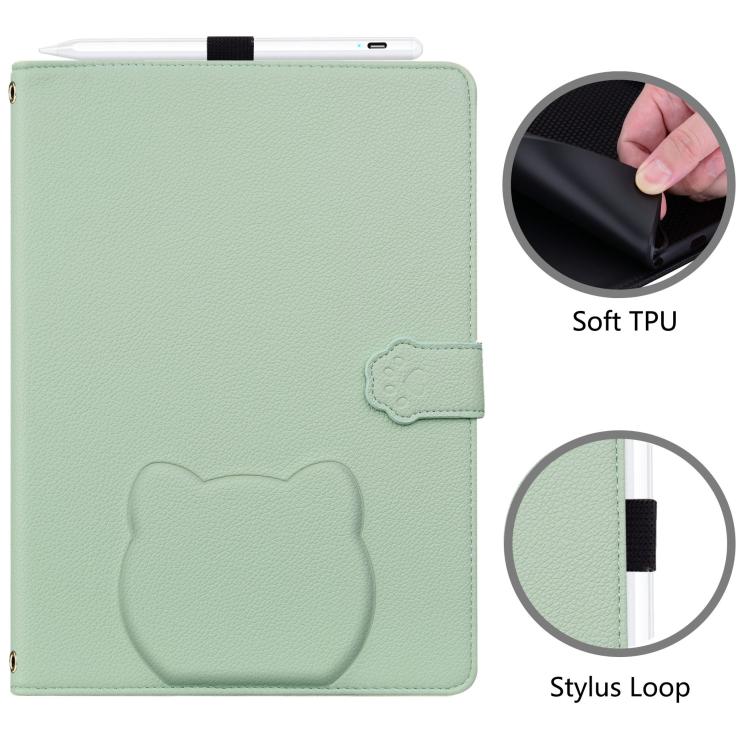 Funda de piel de lichi con tacto de gato para Xiaomi Pad 7 (verde)