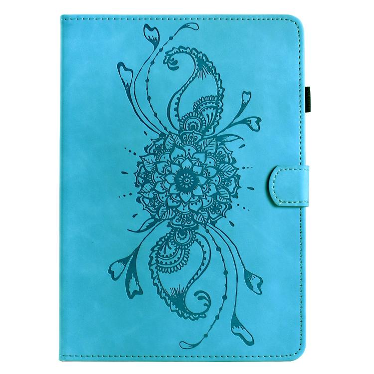 Funda de cuero inteligente con relieve de mandala para Samsung Galaxy Tab S10 FE+ (azul cielo)