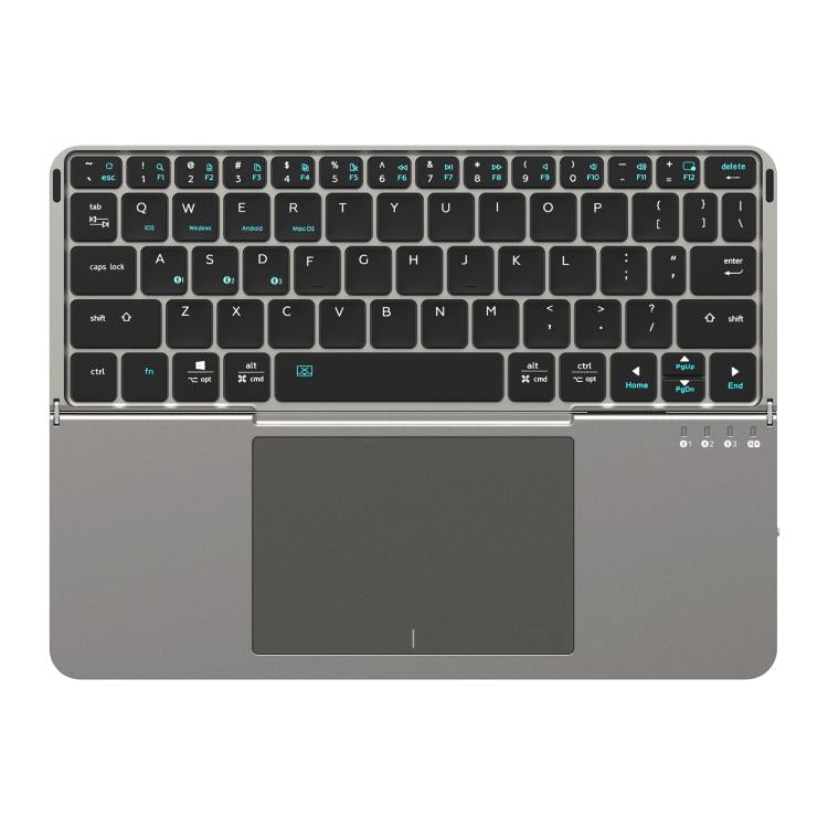 Funda de cuero para tableta DUX DUCIS OK Fold Series con teclado inalámbrico Bluetooth táctil de dos pliegues (negro)