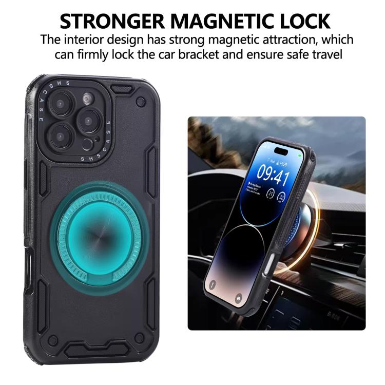 Funda magnética con rotación de 360 grados y mecanismo de tres núcleos para iPhone 16 Pro (negra)