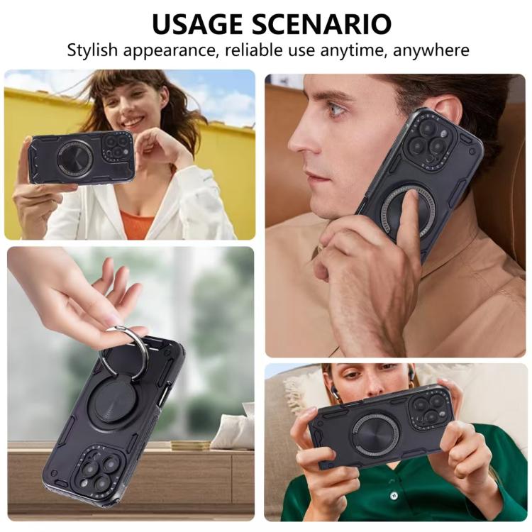 Funda magnética con rotación de 360 grados y mecanismo de tres núcleos para iPhone 15 Pro Max (roja)