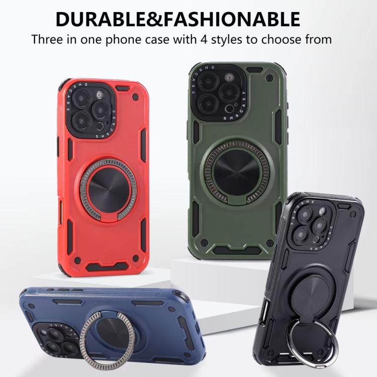 Funda magnética con rotación de 360 grados y mecanismo de tres núcleos para iPhone 12 (negra)