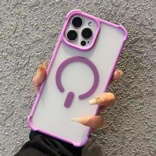 Funda MagSafe semitransparente con tacto esmerilado para iPhone 12 Pro Max (morado)