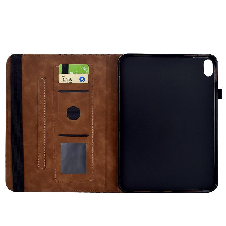 Funda de cuero inteligente con relieve de rombos y rotación para iPad 2025/2022 (marrón)