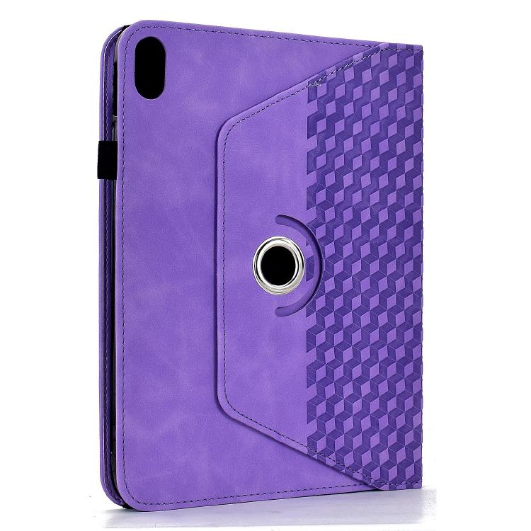 Funda de cuero inteligente con relieve de rombos y rotación para iPad mini 2024/mini 6 (morada)