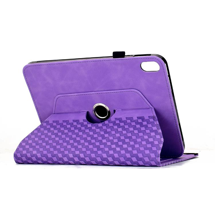 Funda de cuero inteligente con relieve de rombos y rotación para iPad mini 2024/mini 6 (morada)