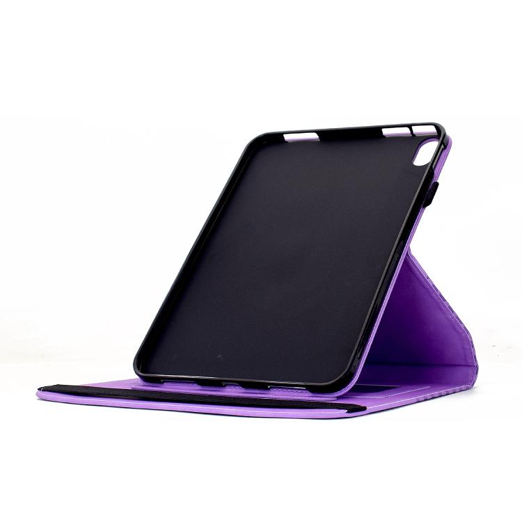 Funda de cuero inteligente con relieve de rombos y rotación para iPad mini 2024/mini 6 (morada)