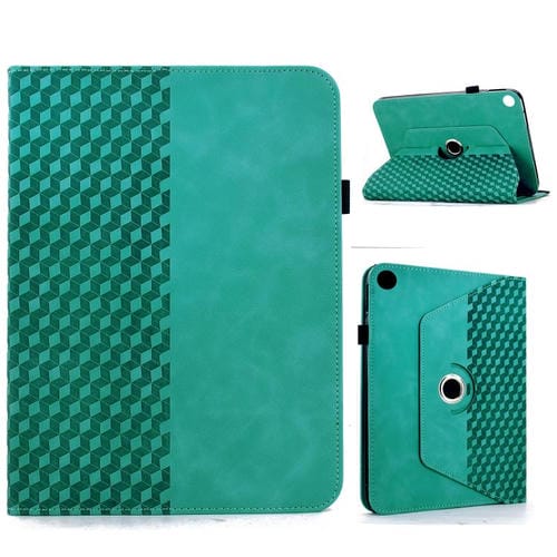 Funda de cuero inteligente con relieve de rombos y rotación para Samsung Galaxy Tab A9+ (azul claro)