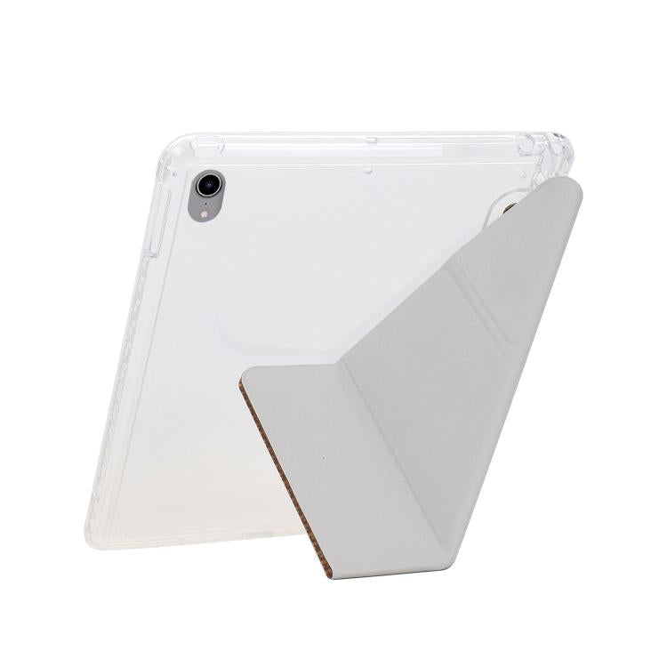 Funda de cuero inteligente con textura piramidal plegable en Y para iPad mini 2024/mini 6 (marrón)