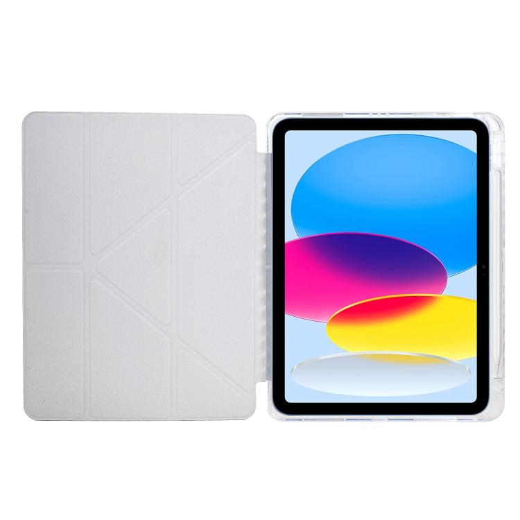 Funda de cuero inteligente con textura piramidal plegable en Y para iPad mini 2024/mini 6 (marrón)