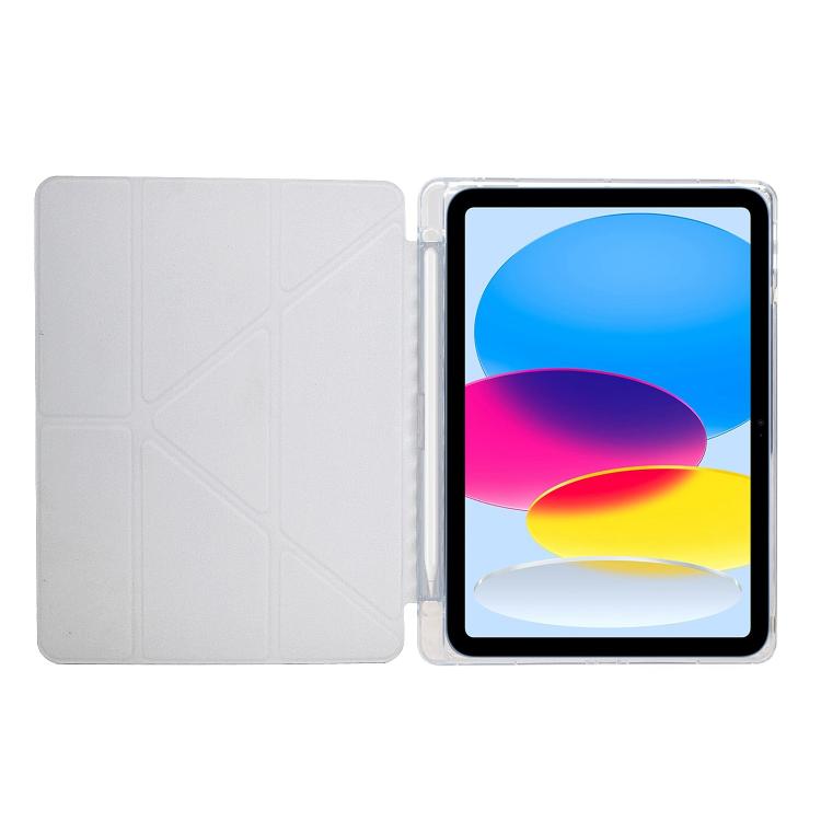 Funda de cuero inteligente con textura piramidal plegable en Y para iPad 10.2 2021 / Air 10.5 (roja)