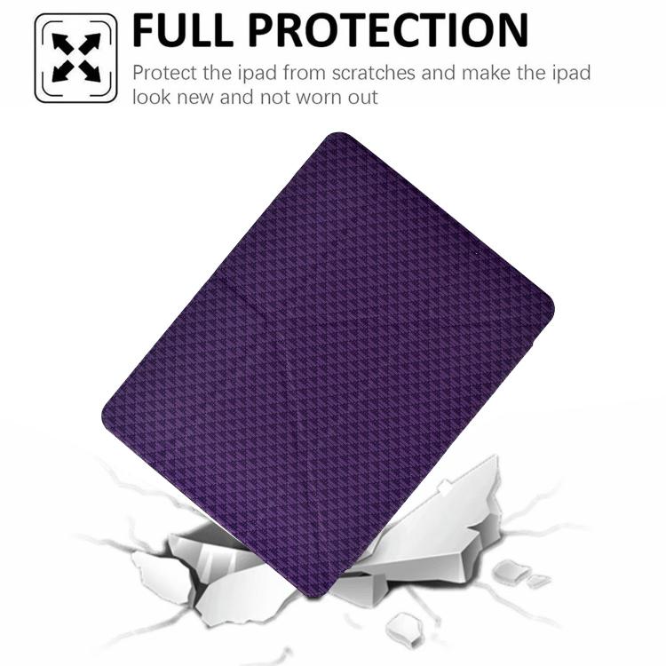 Funda de cuero inteligente con textura piramidal plegable en Y para Samsung Galaxy Tab A9+ (morado)
