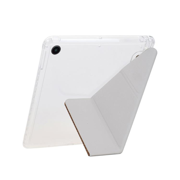 Funda de cuero inteligente con textura piramidal plegable en Y para Samsung Galaxy Tab A9+ (negra)