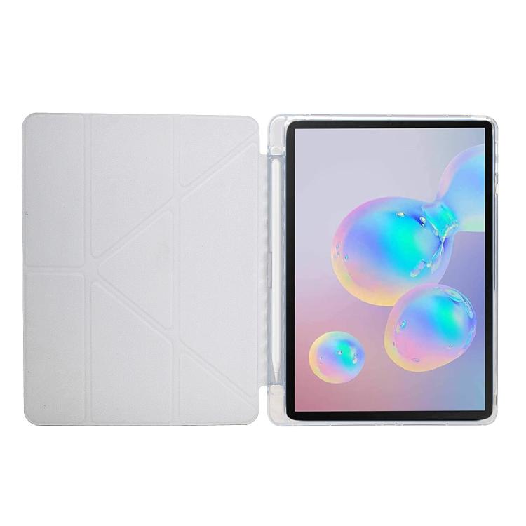 Funda de cuero inteligente con textura piramidal plegable en Y para Samsung Galaxy Tab A9+ (negra)