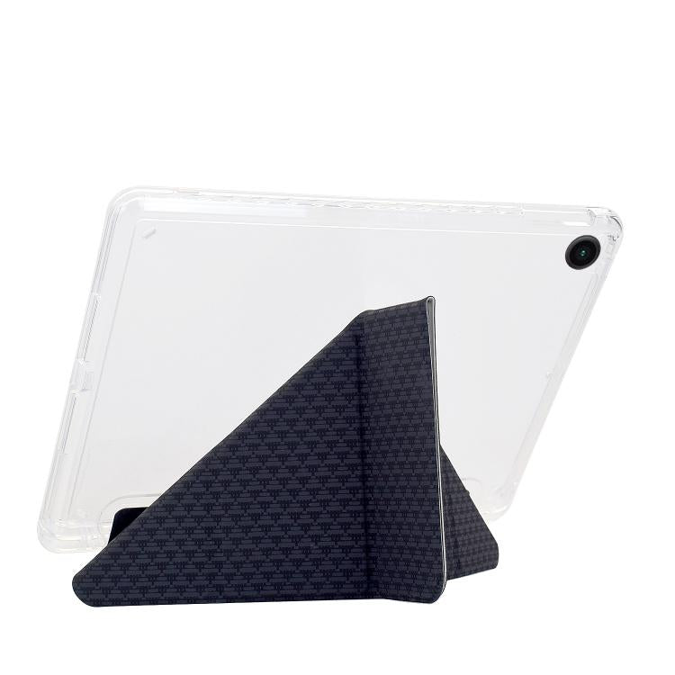 Funda de cuero inteligente con textura piramidal plegable en Y para Samsung Galaxy Tab A9+ (negra)
