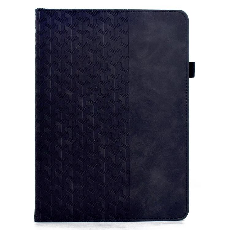 Funda de cuero inteligente con relieve y bloques de construcción giratorios para Samsung Galaxy Tab S9 FE+ / S9+ (negra)