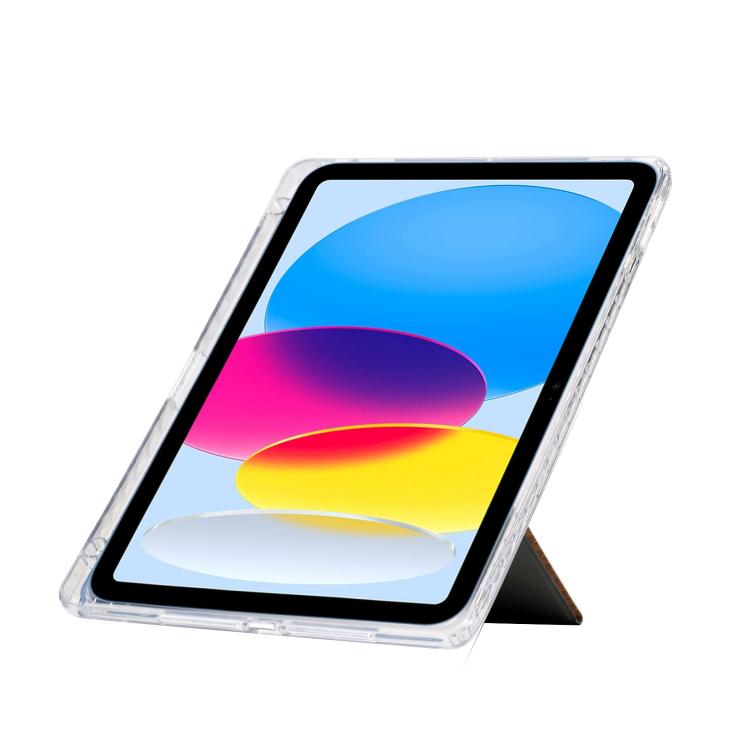 Funda de cuero inteligente con purpurina acrílica transparente plegable en Y para iPad 2025/2022 (negro)