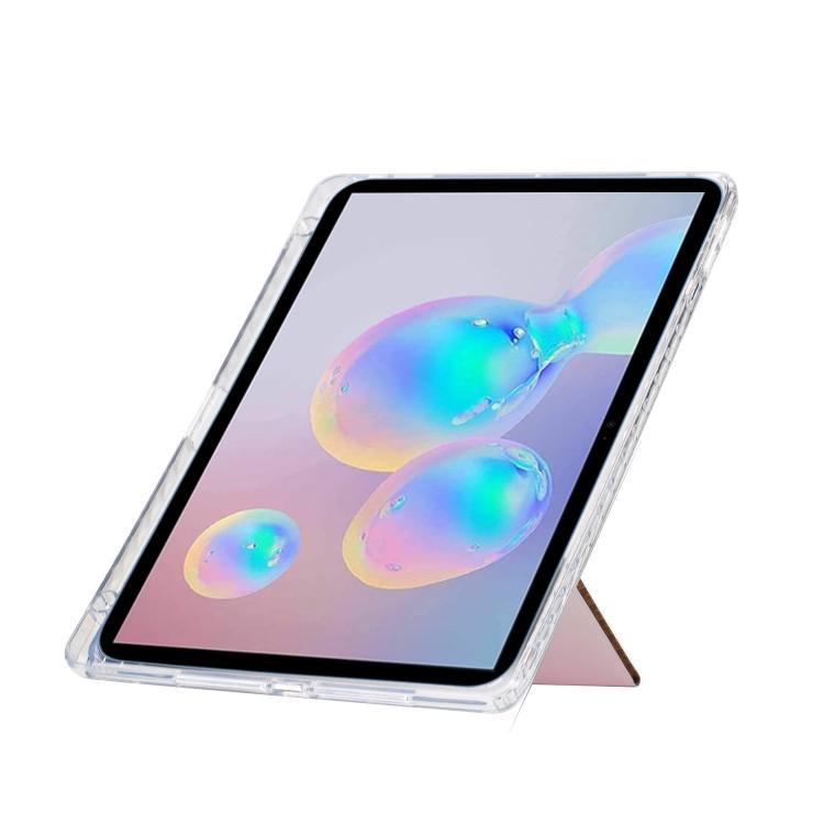 Funda plegable en Y de acrílico transparente con purpurina para Samsung Galaxy Tab A9+ (oro rosa)