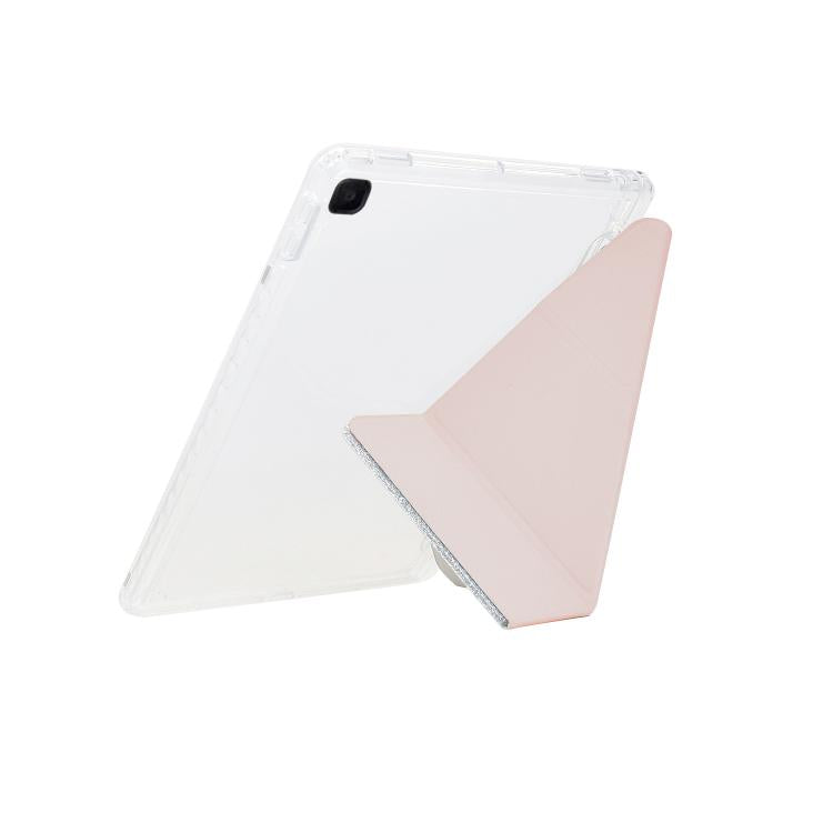 Funda plegable en Y de acrílico transparente con purpurina para Samsung Galaxy Tab S6 Lite 2024 (rosa)
