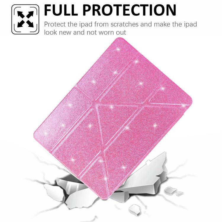 Funda plegable en Y de acrílico transparente con purpurina para Samsung Galaxy Tab S6 Lite 2024 (rosa)