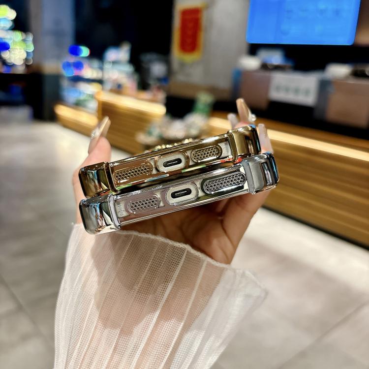 Funda con soporte giratorio para iPhone 11 con purpurina degradada (dorado desierto)