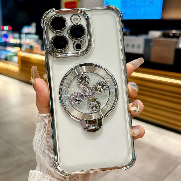 Funda con soporte giratorio para iPhone 14 Pro (plateada)