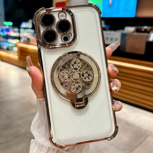 Funda con soporte giratorio para iPhone 14 Pro Max (dorado desierto)