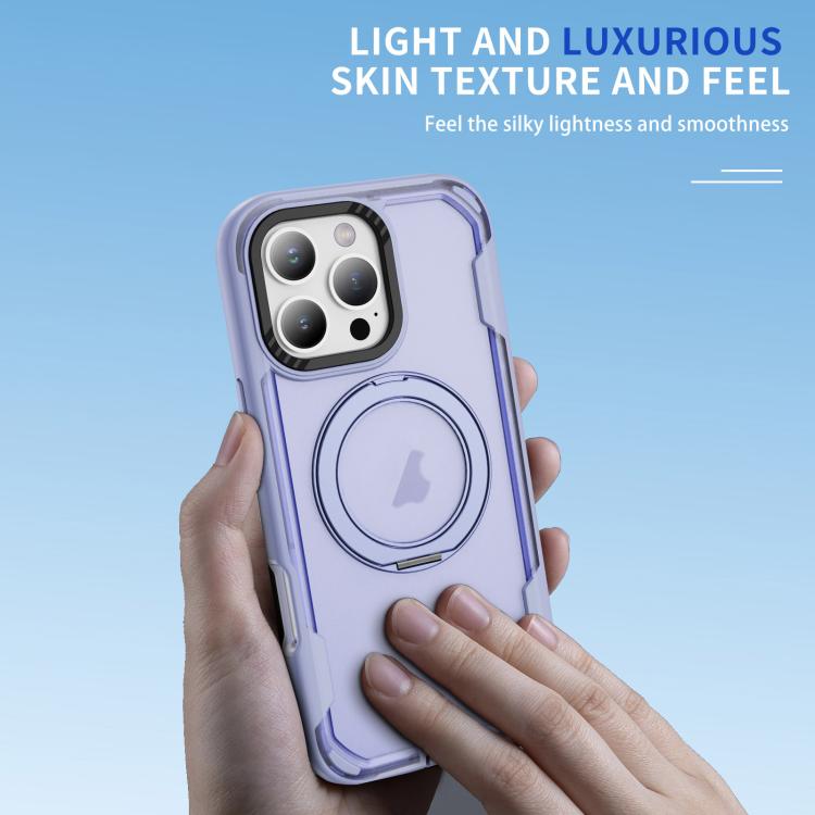 Funda protectora MagSafe para iPhone 16 Pro Max (morado claro y morado transparente)