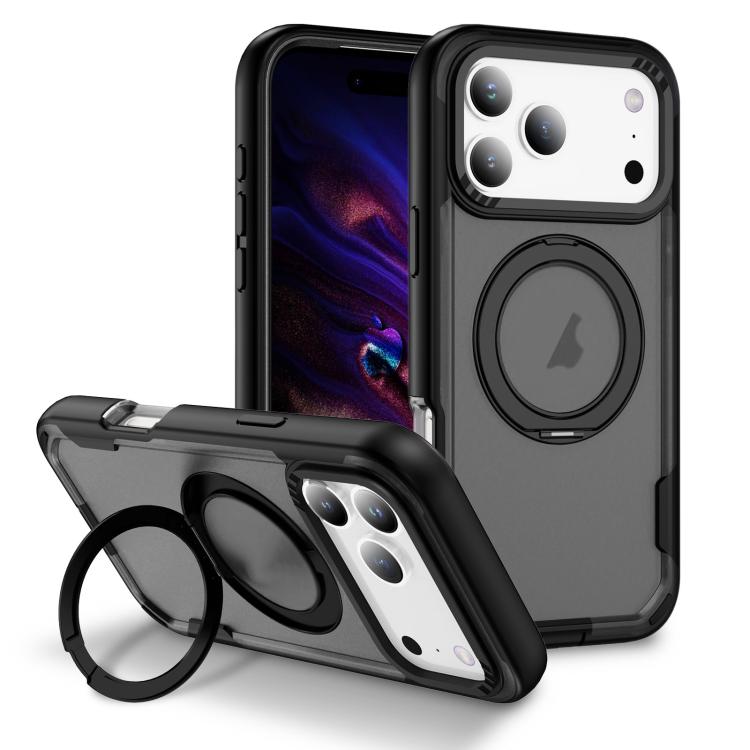 Funda protectora MagSafe para iPhone 17 Pro Max (negro + gris transparente)