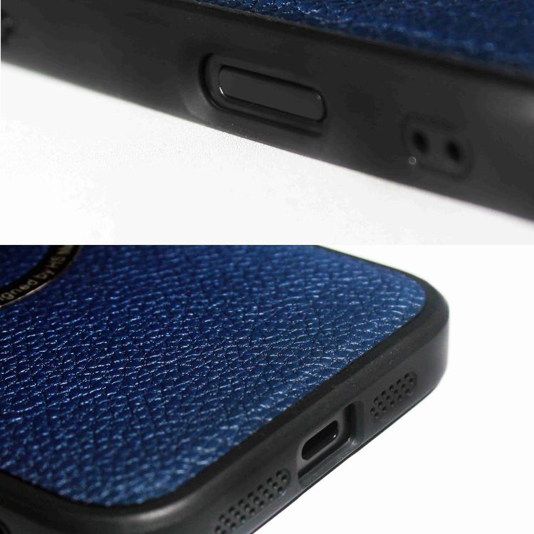 Funda trasera MagSafe de PU con textura de lichi para iPhone 15 Pro Max (gris)