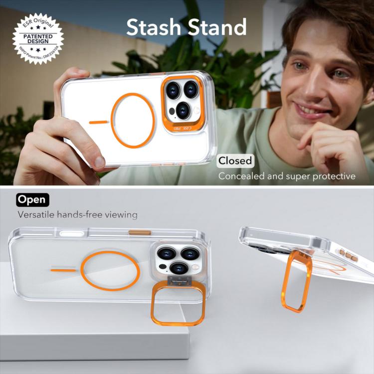Funda para iPhone 16 Pro Max con marco de lente MagSafe transparente y brillante (azul)