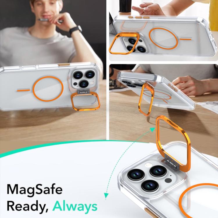 Funda para iPhone 16 Pro Max con marco de lente MagSafe transparente y brillante (azul)