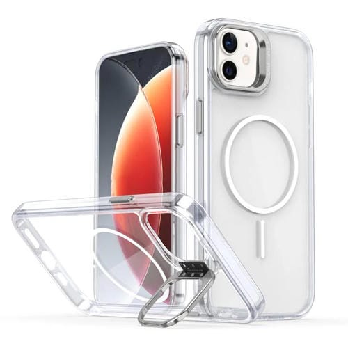 Funda para iPhone 11 con marco de lente MagSafe transparente y brillante (blanco)