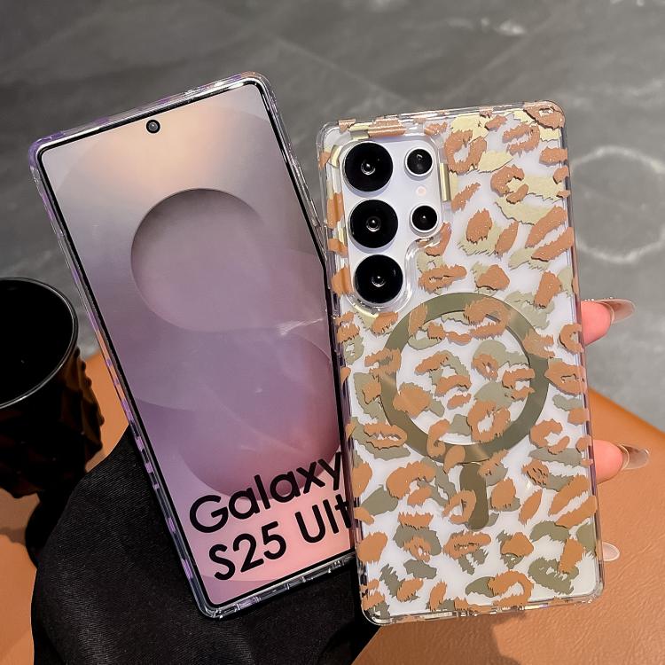 Funda para Samsung Galaxy S24+ 5G Leopard con laminado IMD de doble cara MagSafe (café amarillo)