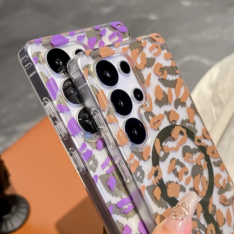 Funda para Samsung Galaxy S24+ 5G Leopard con laminado IMD de doble cara MagSafe (café amarillo)
