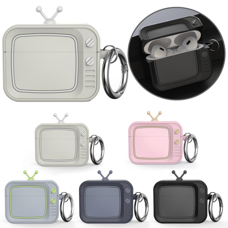 Funda protectora de silicona para auriculares AirPods Pro 2 Retro TV Bluetooth (rosa)