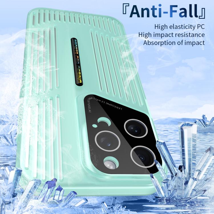 Funda para iPhone 15 Pro, translúcida, esmerilada y con disipación de calor (verde)