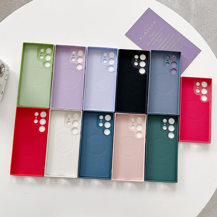Funda magnética MagSafe de silicona líquida de color sólido para Samsung Galaxy A05s (gris lavanda)