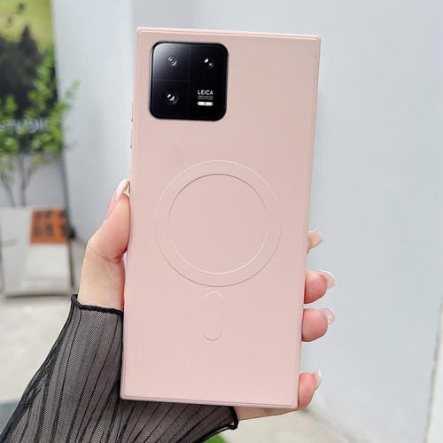 Funda magnética MagSafe de silicona líquida de color sólido para Xiaomi 13 (rosa)