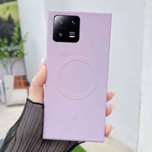 Funda magnética MagSafe de silicona líquida de color sólido para Xiaomi 13 Pro (morado hierba)
