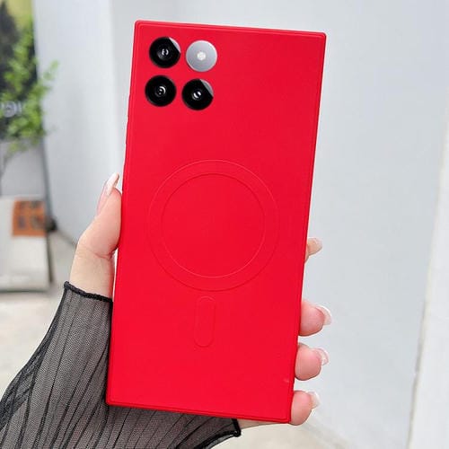 Funda magnética MagSafe de silicona líquida de color sólido para Xiaomi 14 (roja)