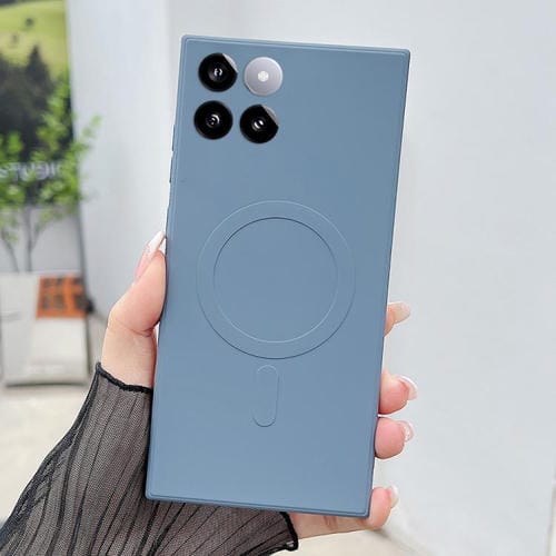 Funda magnética MagSafe de silicona líquida de color sólido para Xiaomi 14 Pro (gris lavanda)